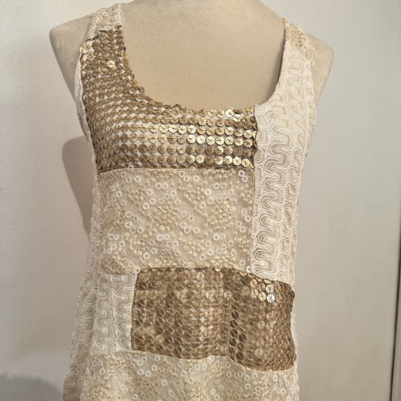 TINY Cream Tank Top with Lace & Beading – Size S - Picture 2 of 6
